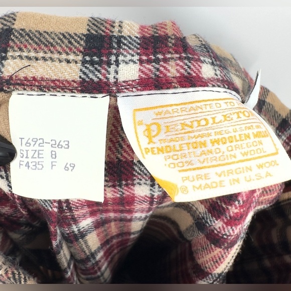Vintage Pendleton Womens Wool Pleated Skirt Size 8 Deadstock Plaid Tan Red NEW - Picture 7 of 10